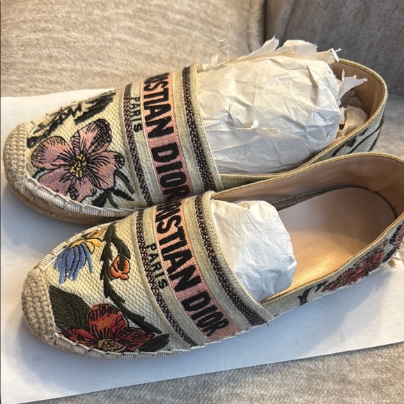 Dior Multicolor Floral Loafers with Espadrille Sole - Picture 1 of 4
